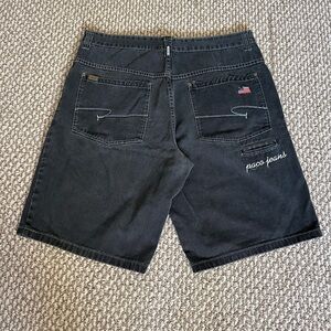 Vintage Y2K Paco Jeans Baggy Jorts Men’s 40 Black Denim Embroidered Distressed